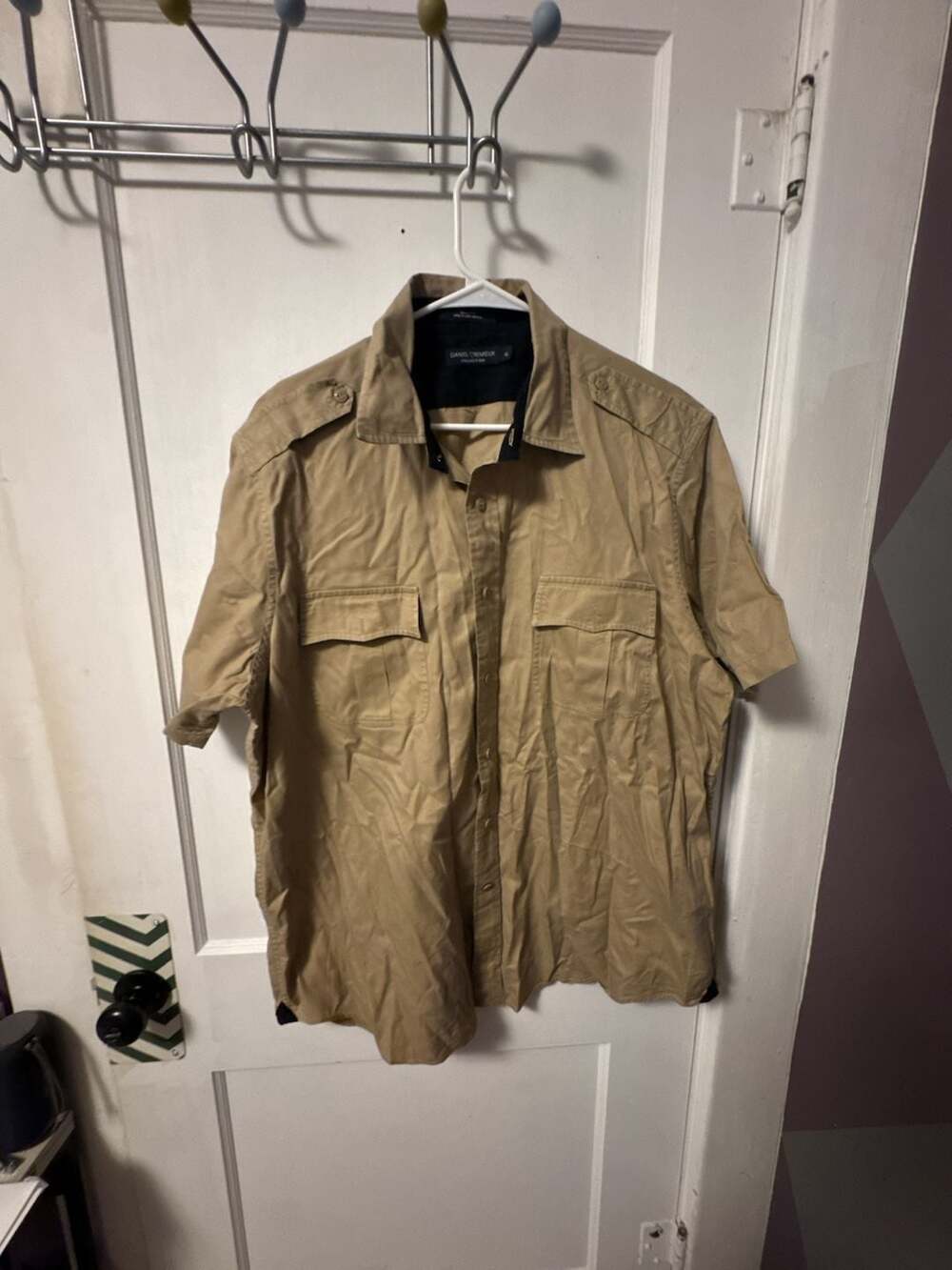 Daniel Cremieux Collection Men's Khaki Utility Button-Down Short Sleeve Size XL